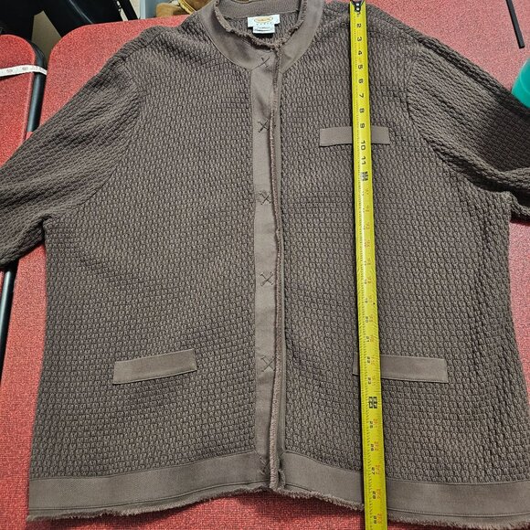 VTG Talbots Cotton Brown Waffle Knit Cardigan Jacket 3X Hidden Snap Distressed - Picture 9 of 9